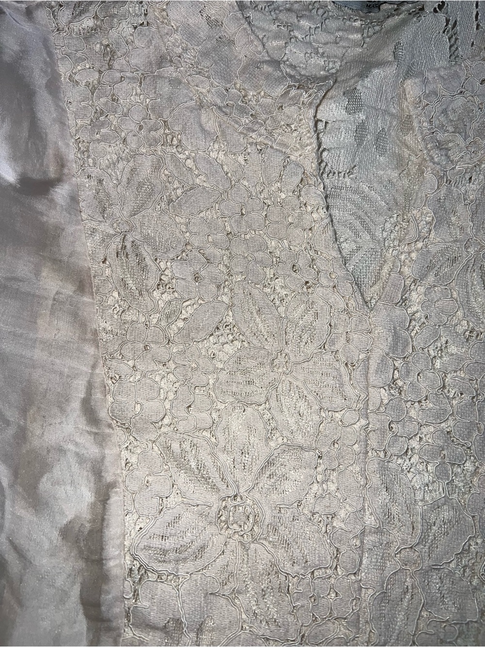 Off White Silk Lace Peasant Blouse - Women's Elegant V-Neck Top - Picture 12 of 15